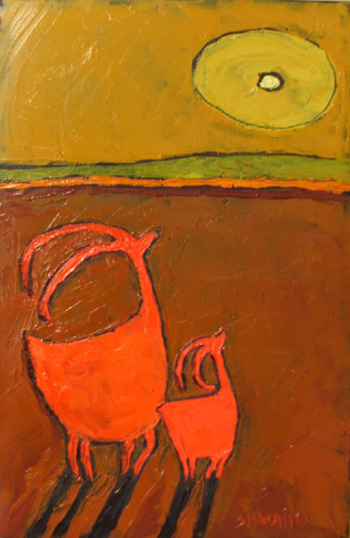 2 Sheep Looking at the Moon by Jill Shwaiko