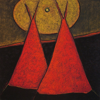 2 Teepees and Moonring by Jill Shwaiko