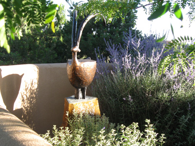 Bronze Proud Sheep by Jill Shwaiko and Fountain