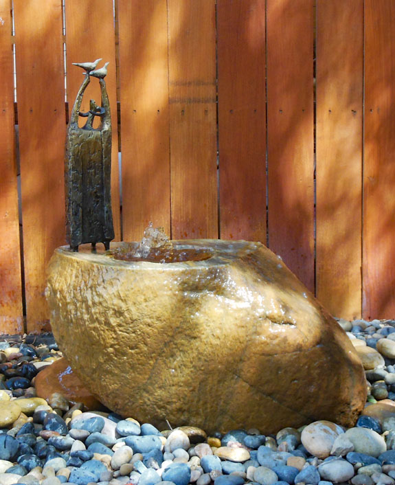 Releasing the Birds and Bird Bath Fountain by Jill Shwaiko